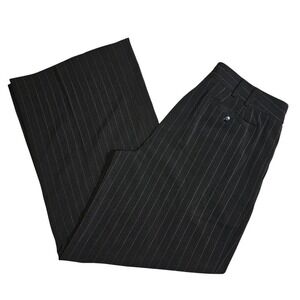 Vintage Spiegel Pinstripe Wide Leg Trousers Pants Pleats Black Size 14